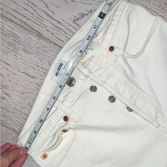 NWOT RE/Done 90’s High Rise Ankle Crop Denim Jeans Vintage White/Cream Size 26 - Picture 10 of 14